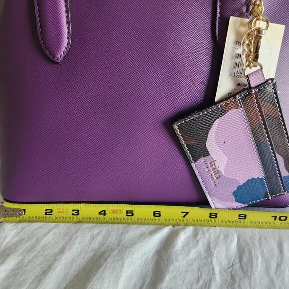 Trina Turk Purple Tote, Detachable strap, Dual handle, goldtone hardware, NWT. - Picture 6 of 11